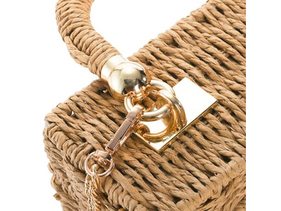 ファンシーストローバッグモダンバッグPPビッグラージトートケニアミニパースシェルズフィーメール