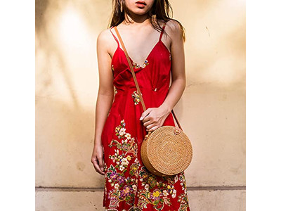 ガールズストロハンドバッグ ハンドクラフトバッグ インドネシア手織り断熱キッドビーチ