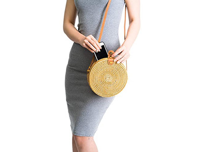 ガールズストロハンドバッグ ハンドクラフトバッグ インドネシア手織り断熱キッドビーチ