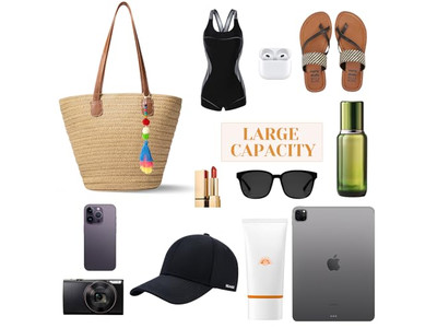 ストローハンドバッグ ウーマンマットビーチバッグトートジュート織りセット